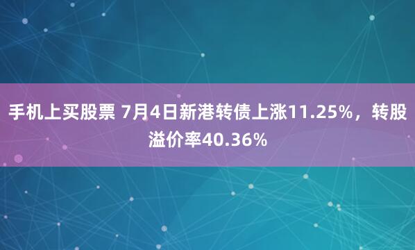手机上买股票 7月4日新港转债上涨11.25%，转股溢价率40.36%