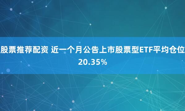 股票推荐配资 近一个月公告上市股票型ETF平均仓位20.35%
